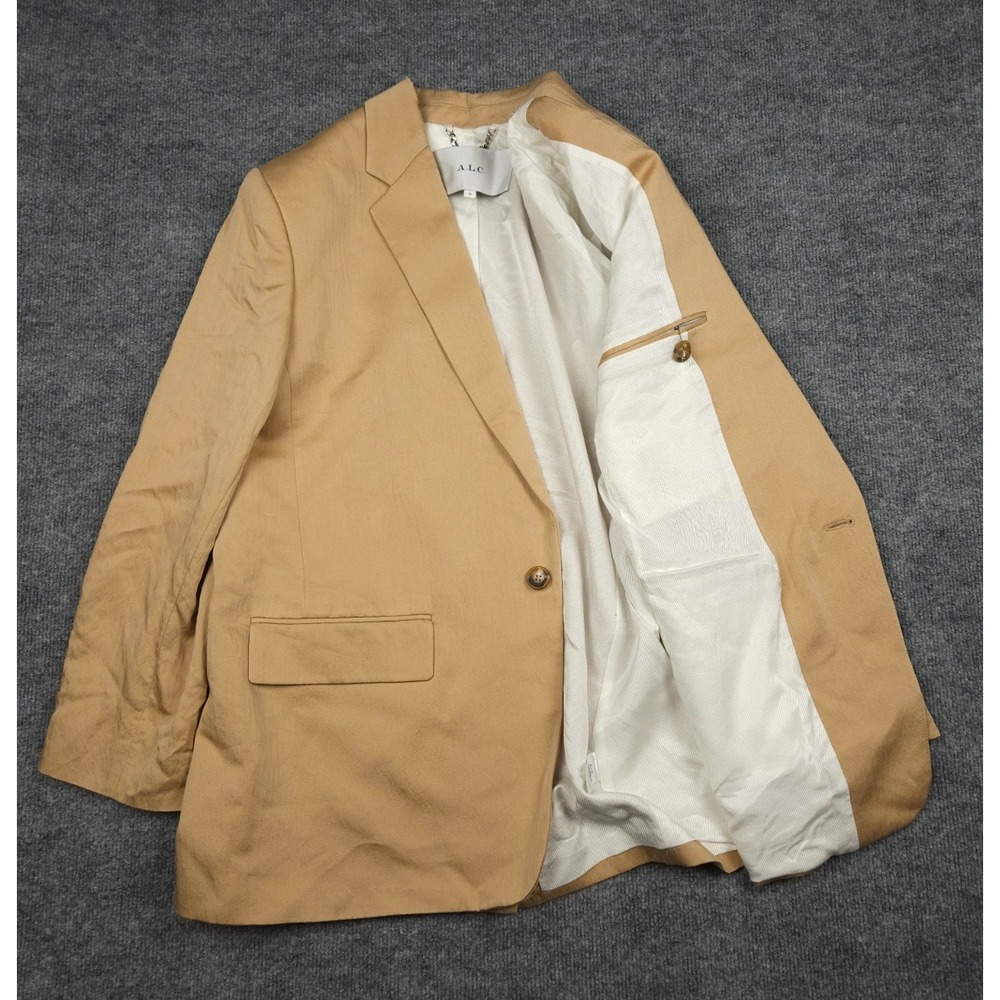 A.L.C. Blazer Jacket Women's 12 Beige 1 Button Italian Poly Blend